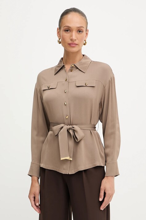 Marciano Guess koszula ANITA damska kolor brązowy relaxed z kołnierzykiem klasycznym 5YGH13 7356A