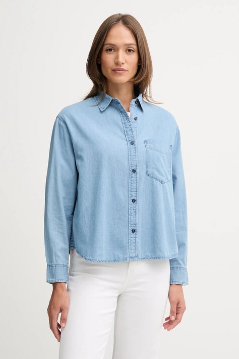 United Colors of Benetton koszula jeansowa damska kolor niebieski regular z kołnierzykiem klasycznym 5DHJDQ0CJ