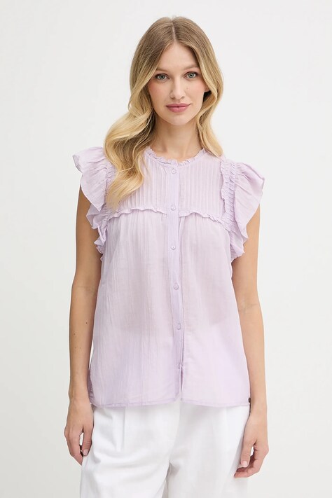 Pepe Jeans cămașă culoarea violet, cu guler clasic, regular, PL305101