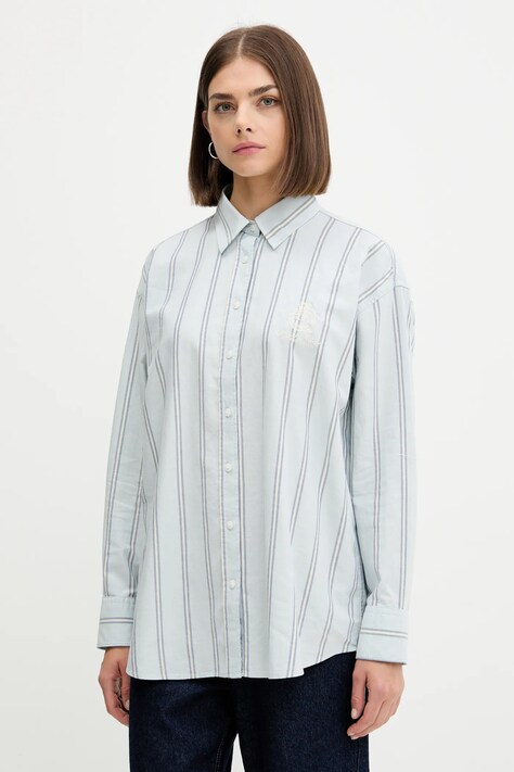 Хлопковая рубашка Guess Jeans relaxed классический воротник W5YH98 WHFL1