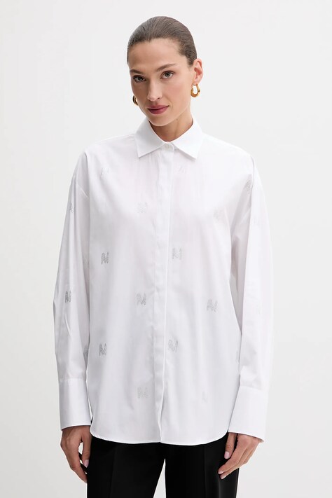 MSGM cămașă din bumbac culoarea alb, cu guler clasic, relaxed, 3941MDE26X.257602
