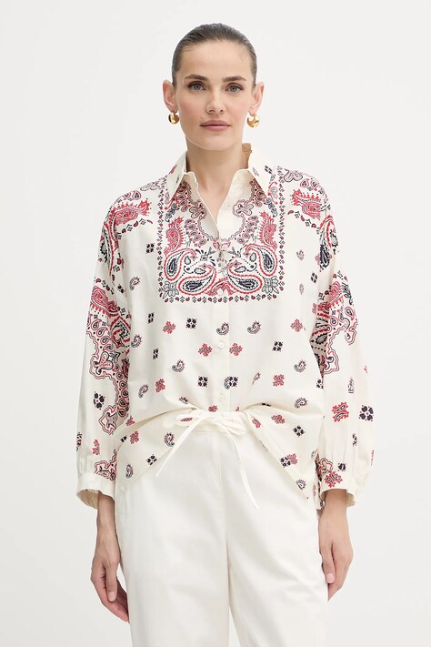 Weekend Max Mara pamut ing ADDA galléros, bézs, relaxed, 2525116021600
