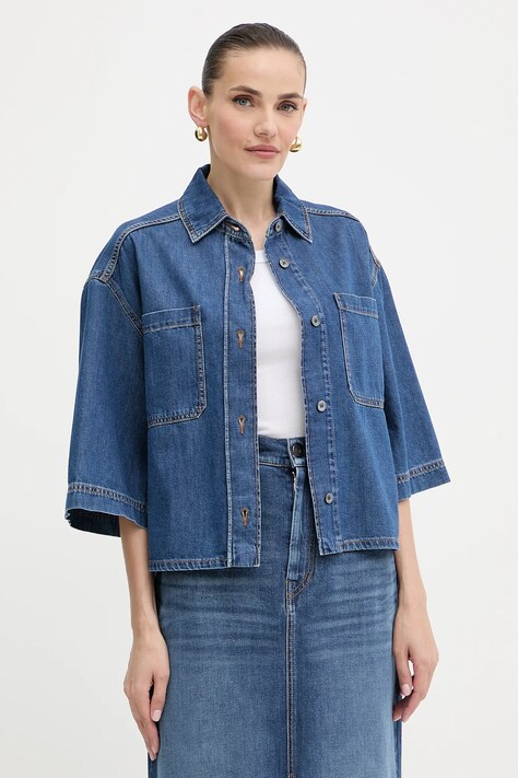 Weekend Max Mara koszula jeansowa ENZA damska kolor granatowy relaxed z kołnierzykiem klasycznym 2525116081600