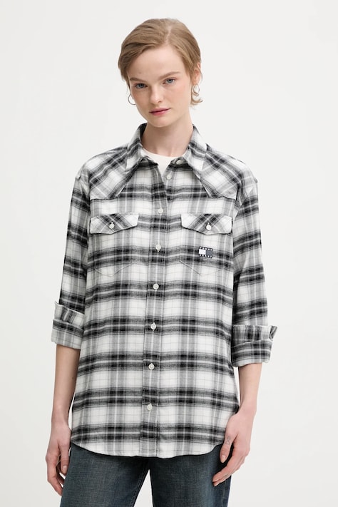 Хлопковая рубашка Tommy Jeans цвет чёрный regular классический воротник DW0DW21456