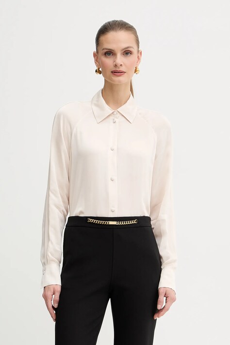 Armani Exchange koszula damska kolor beżowy relaxed z kołnierzykiem klasycznym XW000666 AF16121