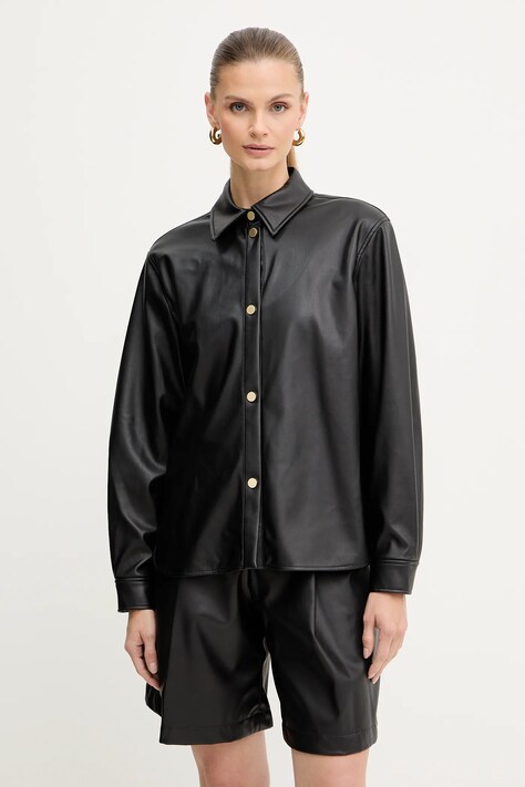 Armani Exchange koszula damska kolor czarny regular z kołnierzykiem klasycznym XW001253 AF16106