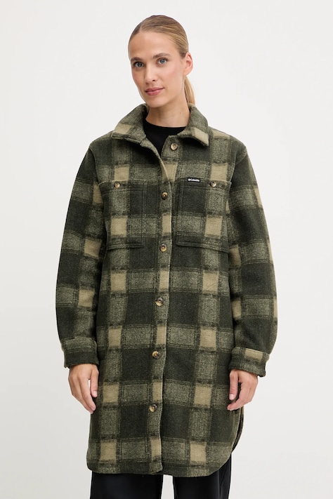 Košeľové sako Columbia Wildest Venture zelená farba, prechodná, 2136171