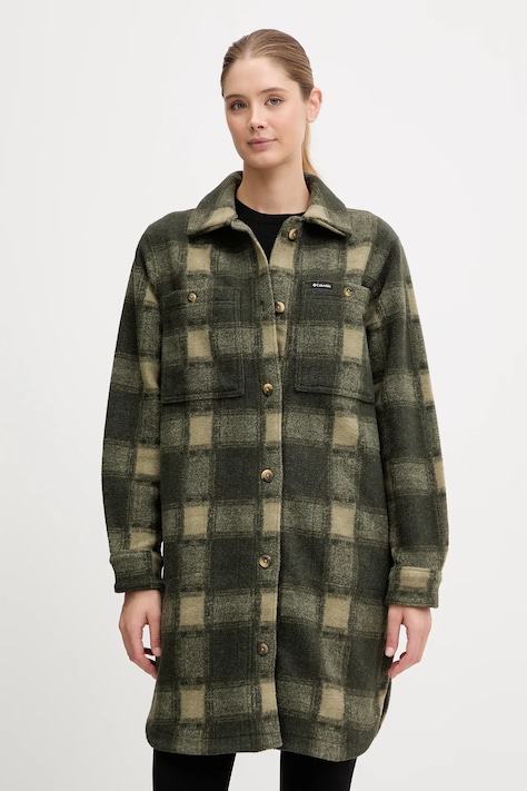 Columbia geacă cu aspect de cămașă Wildest Venture culoarea verde, de tranzitie, 2136171