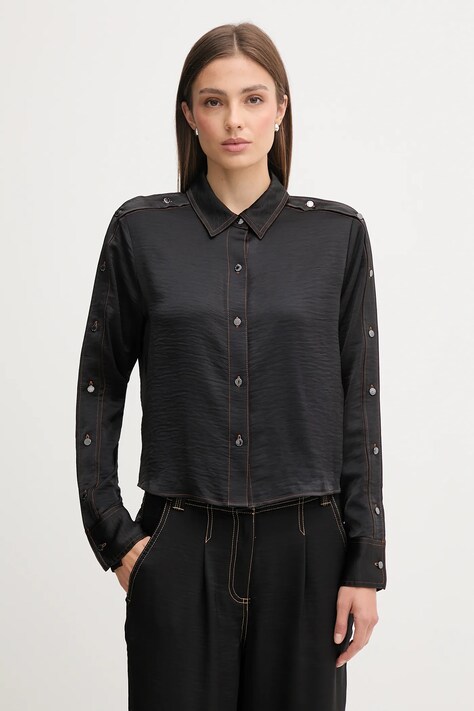 Dkny cămașă culoarea negru, cu guler clasic, relaxed, P5EM7B93