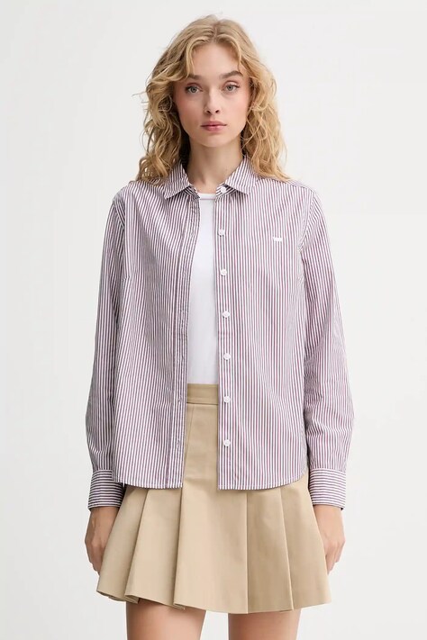 Levi's koszula bawełniana damska kolor brązowy regular z kołnierzykiem klasycznym 34574