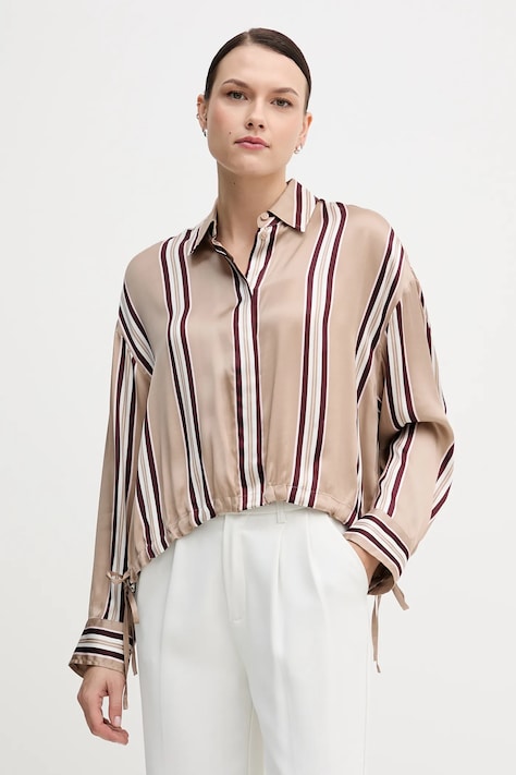 Marc Aurel koszula damska kolor beżowy relaxed z kołnierzykiem klasycznym 6203-1001-93488