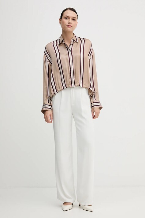 Marc Aurel koszula damska kolor beżowy relaxed z kołnierzykiem klasycznym 6203-1001-93488