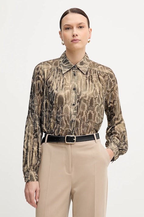 Marc Aurel koszula damska kolor zielony relaxed z kołnierzykiem klasycznym 6368-1000-93490