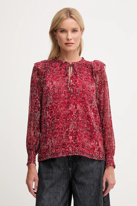 Pepe Jeans bluzka damska kolor bordowy wzorzysta PL3051270