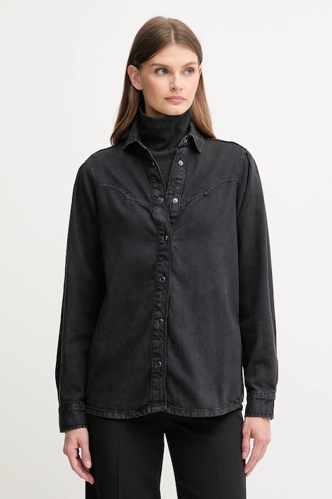 Πουκάμισο Pepe Jeans χρώμα: μαύρο, PL3051236
