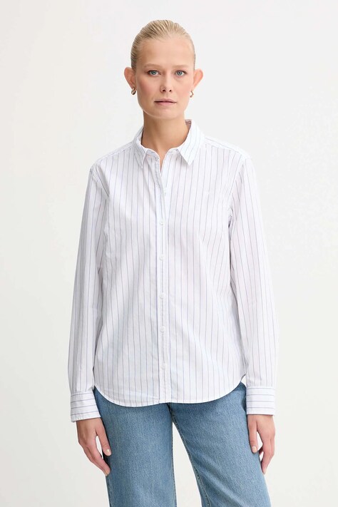 Levi's koszula bawełniana damska kolor biały regular z kołnierzykiem klasycznym 34574