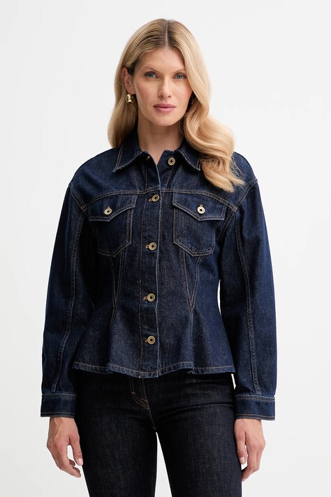 Luisa Spagnoli geacă jeans culoarea bleumarin, de tranziție, 542333