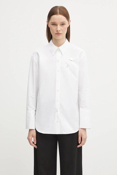 Kenzo koszula bawełniana Boke Pin Regular damska kolor biały relaxed z kołnierzykiem klasycznym FF62CH2549LB