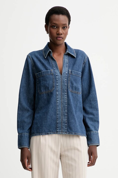 Rag & Bone bluzka jeansowa damska kolor niebieski gładka RJ0525FSUKE