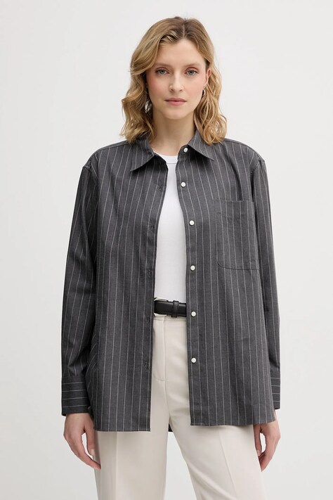 Бавовняна сорочка Tommy Hilfiger колір сірий regular класичний комір WW0WW46851