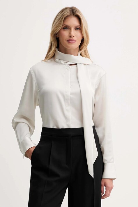 Srajca Calvin Klein ženska, bež barva, LV044D125G
