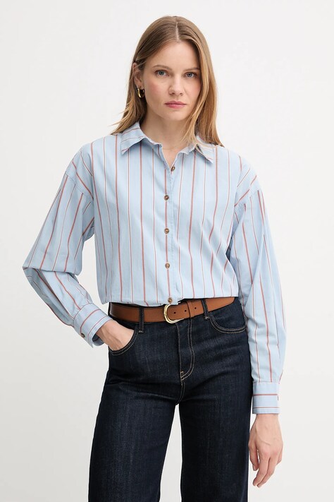 Barbour koszula bawełniana SAFFRON damska kolor niebieski relaxed z kołnierzykiem klasycznym LSH1698