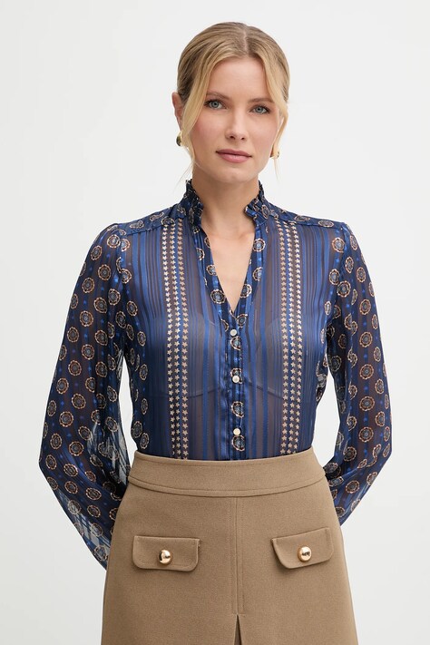 Morgan koszula damska kolor granatowy regular ze stójką CLAVI.F