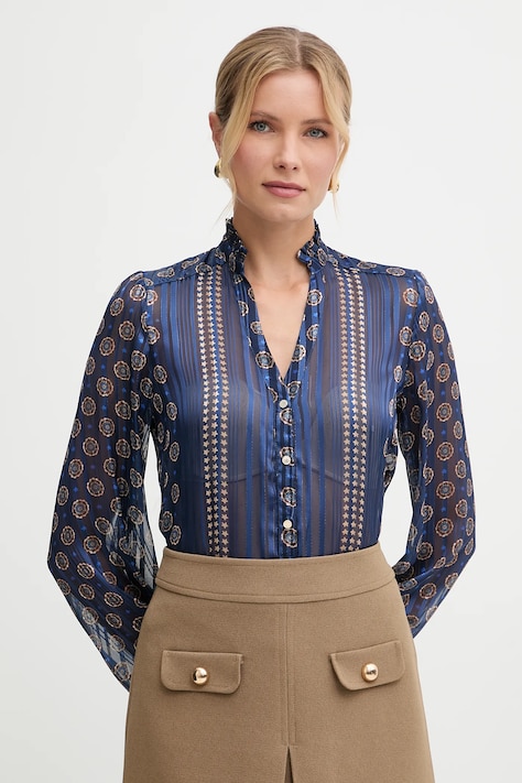 Morgan koszula damska kolor granatowy regular ze stójką CLAVI.F