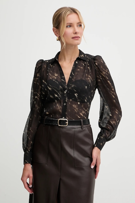 Morgan cămașă culoarea negru, cu guler clasic, slim, COOD.F