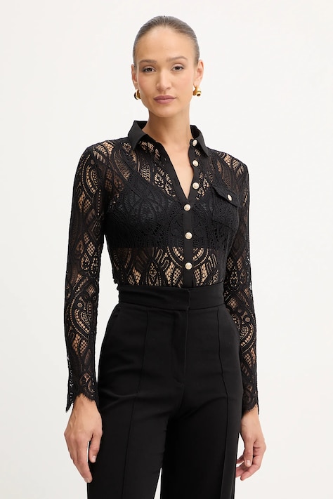 Morgan cămașă culoarea negru, cu guler clasic, regular, TLILA