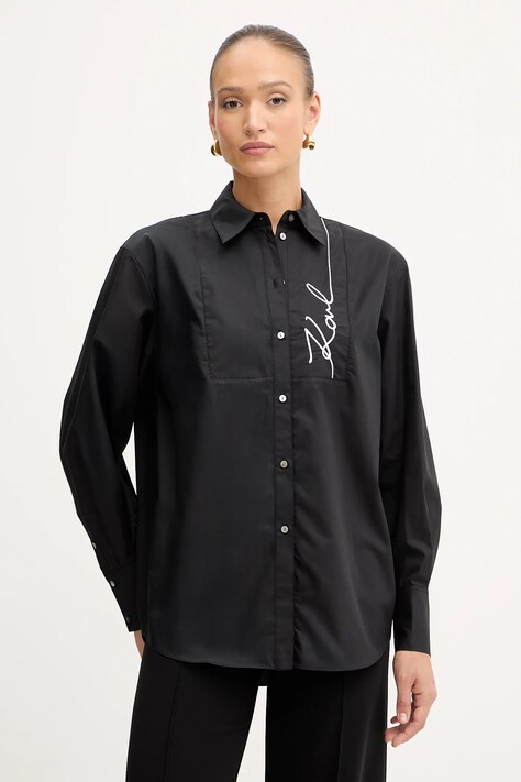 Рубашка Karl Lagerfeld цвет чёрный relaxed классический воротник A4W11014