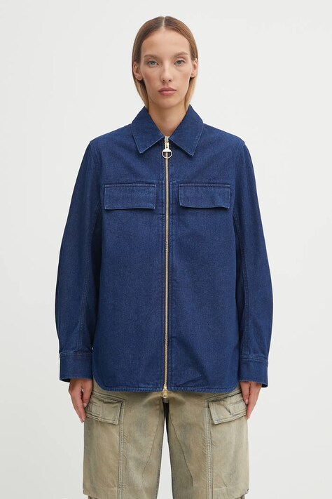 Barbour koszula z jedwabiem Arla Denim Overshirt damska kolor granatowy relaxed z kołnierzykiem klasycznym LOS0078IN12