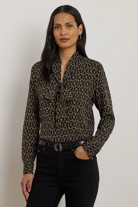 Πουκάμισο Lauren Ralph Lauren χρώμα: μαύρο, 200979913