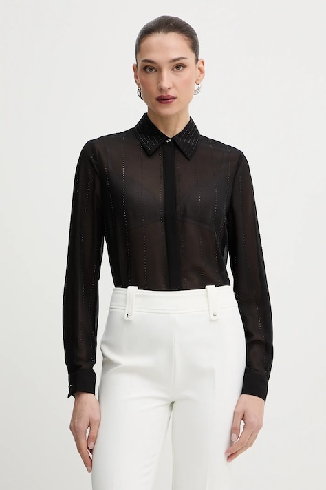 Morgan koszula damska kolor czarny regular z kołnierzykiem klasycznym CIMARO