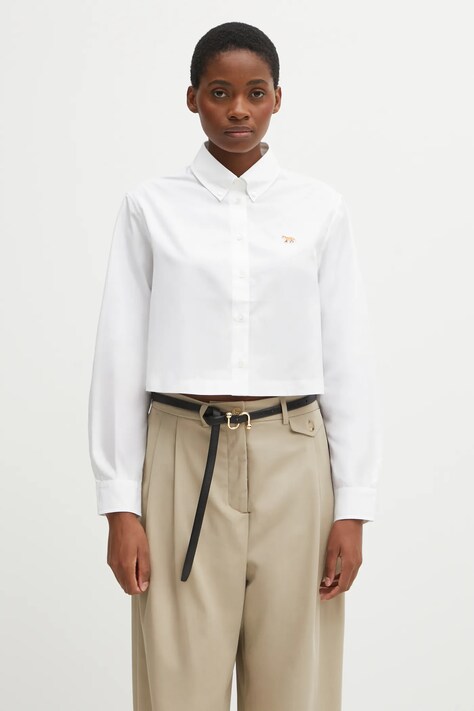 Maison Kitsuné cotton shirt Baby Fox Cropped white color relaxed PW00405WC0026