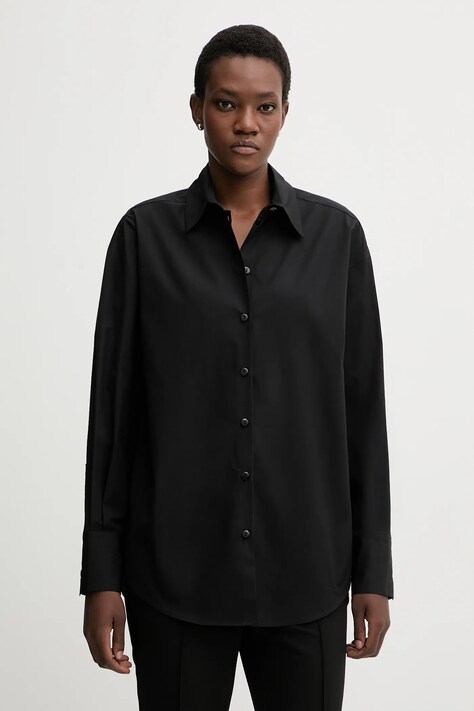 La Mania koszula bawełniana ZENITH damska kolor czarny relaxed z kołnierzykiem klasycznym ZENITH