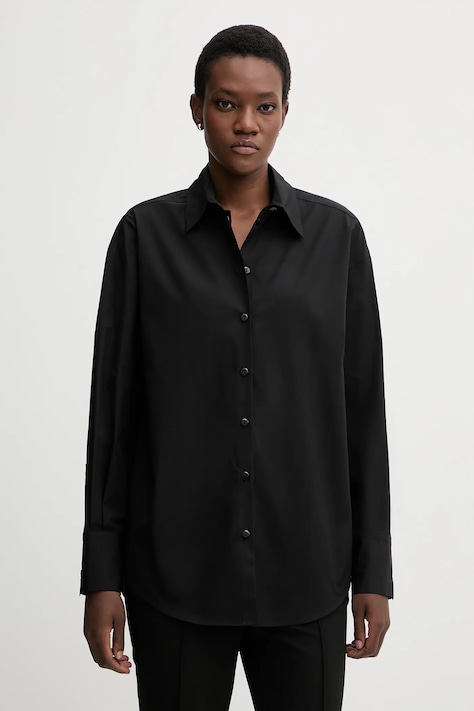 La Mania koszula bawełniana ZENITH damska kolor czarny relaxed z kołnierzykiem klasycznym ZENITH