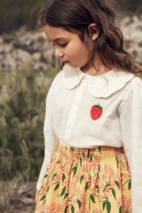 Mini Rodini koszula bawełniana dziecięca Strawberry kolor biały 25720127
