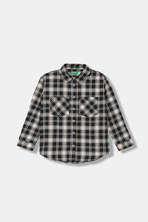Детская хлопковая рубашка United Colors of Benetton цвет серый 5LQHCQ04D