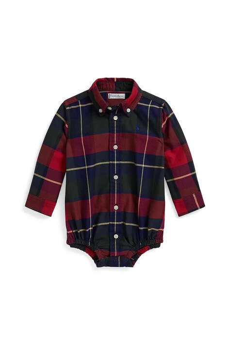 Bombažna srajca za dojenčka Polo Ralph Lauren rdeča barva, 320980514001