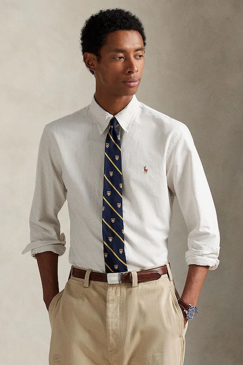 Polo Ralph Lauren cămașă din bumbac culoarea bej, cu guler button-down, regular, 710953704
