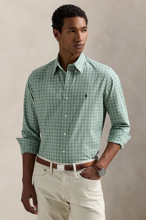Polo Ralph Lauren koszula męska kolor zielony regular z kołnierzykiem button-down 710968937