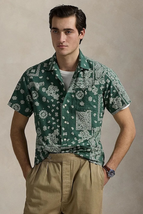 Πουκάμισο από λινό Polo Ralph Lauren ανδρικό, χρώμα: πολύχρωμο, 710971799