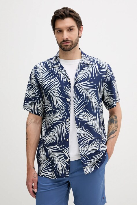 Tommy Hilfiger cămașă culoarea bleumarin, regular, MW0MW39447