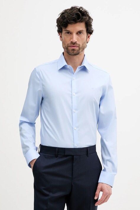 Košile Calvin Klein pánská, modrá barva, slim, s klasickým límcem, LV019EU017