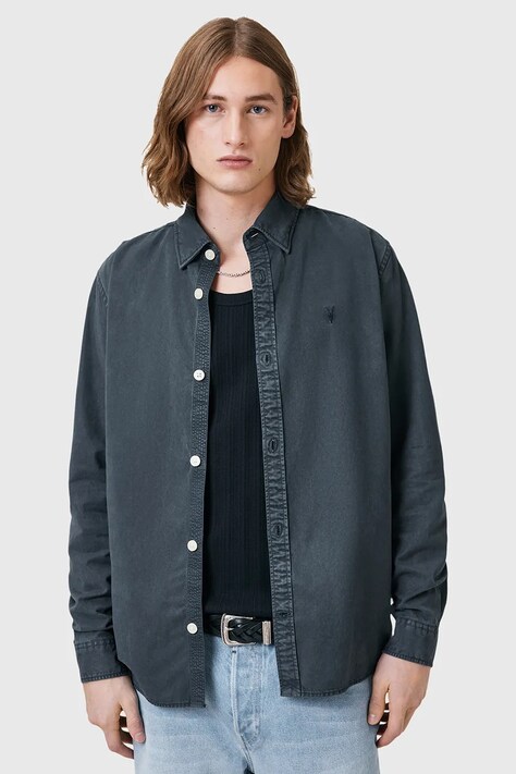 Рубашка AllSaints BODHI цвет синий relaxed классический воротник M090SC