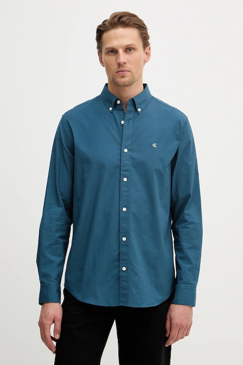 Košeľa Calvin Klein Jeans biela farba, regular, s golierom button-down, LV140EM125