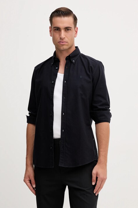 Хлопковая рубашка BOSS цвет синий regular воротник button-down 50544917