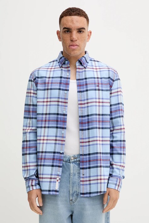 Хлопковая рубашка Tommy Jeans regular воротник button-down DM0DM22024