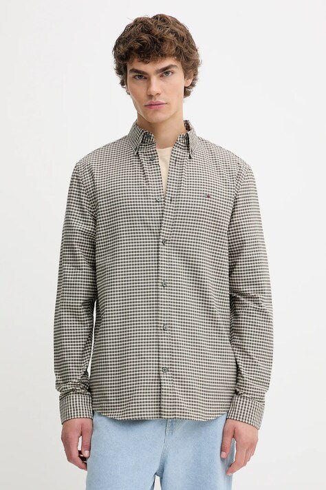 Tommy Jeans camicia in cotone uomo colore verde  DM0DM22025